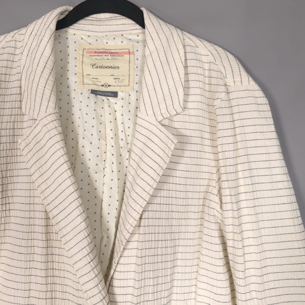 ANTHROPOLOGIE Cartonnier Women’s Double Breasted Pinstripe Blazer Jacket MEDIUM - Picture 4 of 16